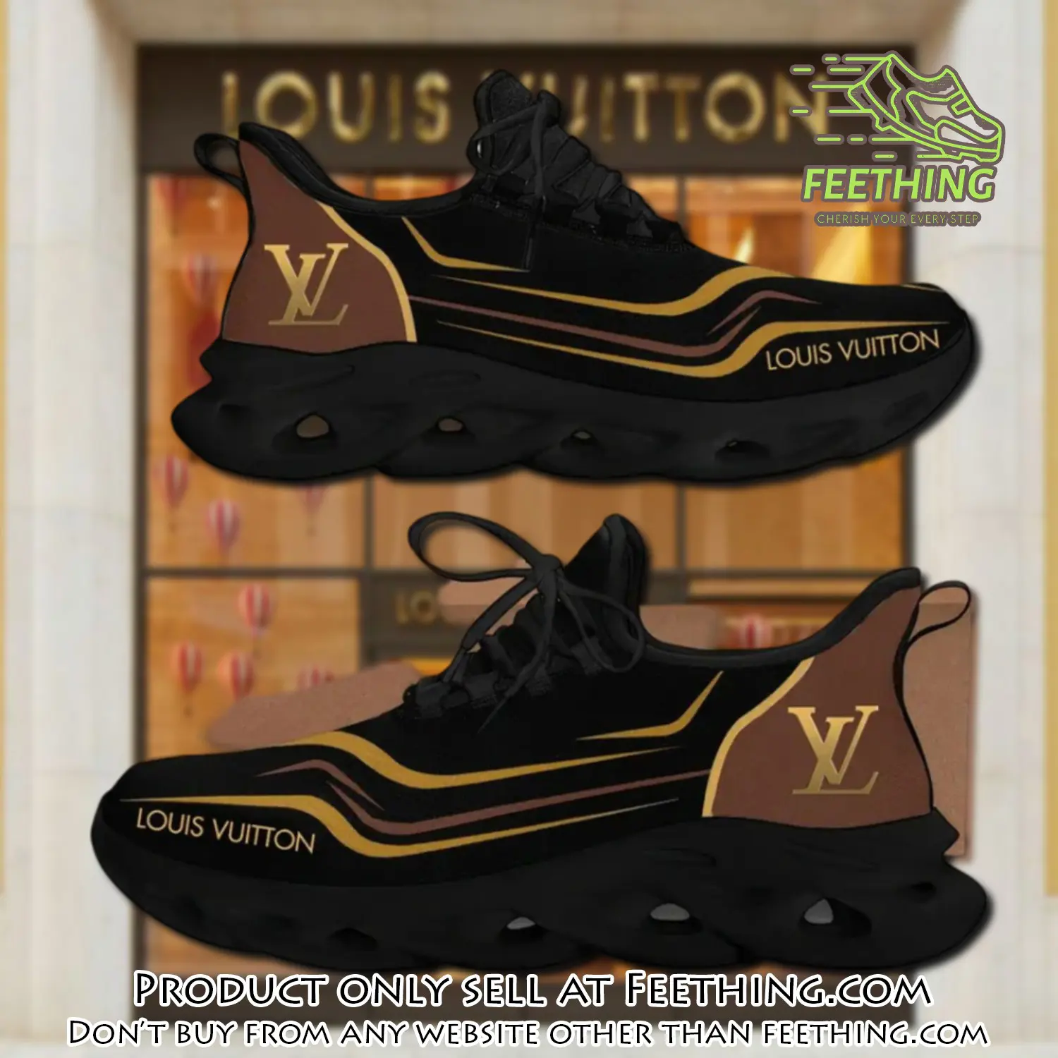 Louis vuitton yellow logo black premium max soul shoes luxury brand gifts for men women ft4358063